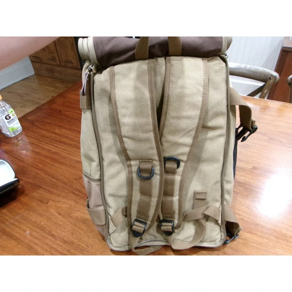 Kaka Convertible Laptop Backpack Messenger Bag Khaki Canvas Tactical Travel Bag